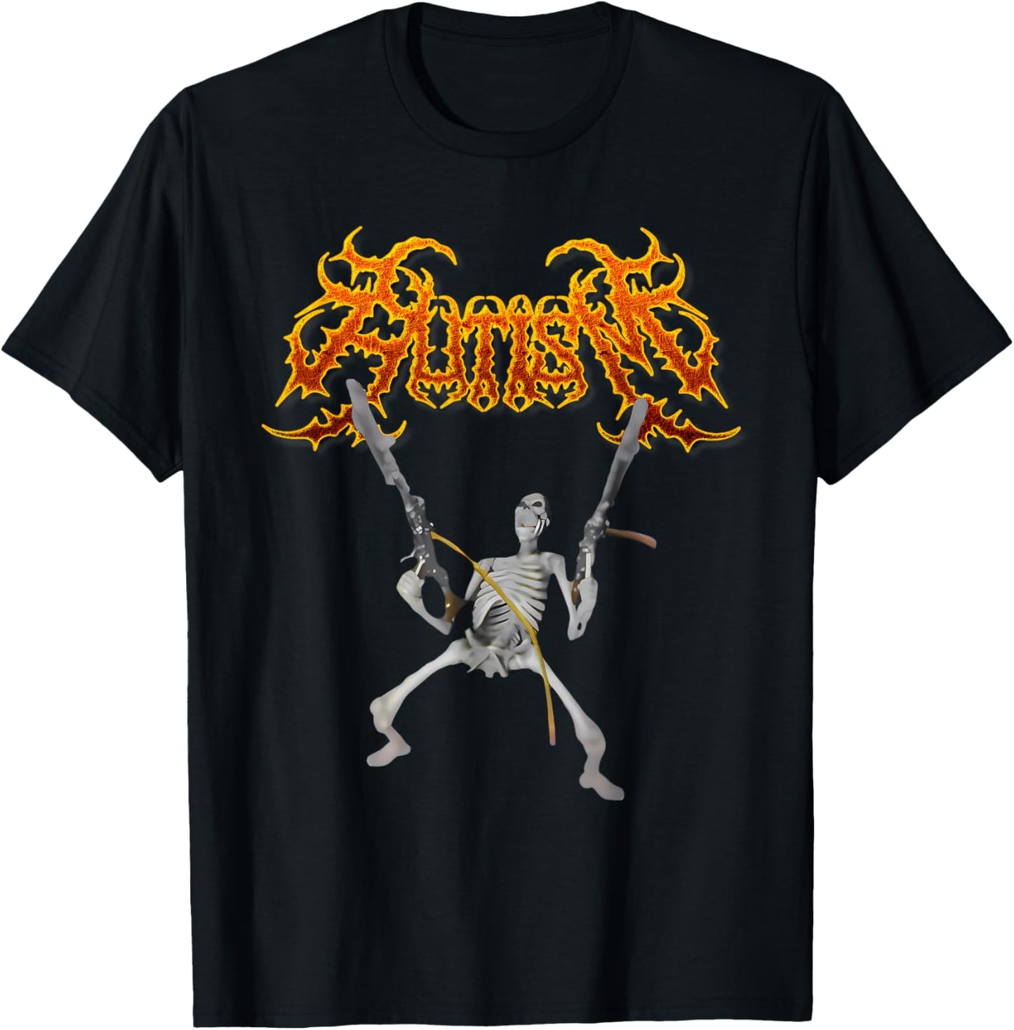 Retro Autism Skeleton Meme Funny Men, Women, Kids, Halloween T-Shirt - T-Shirt | Black