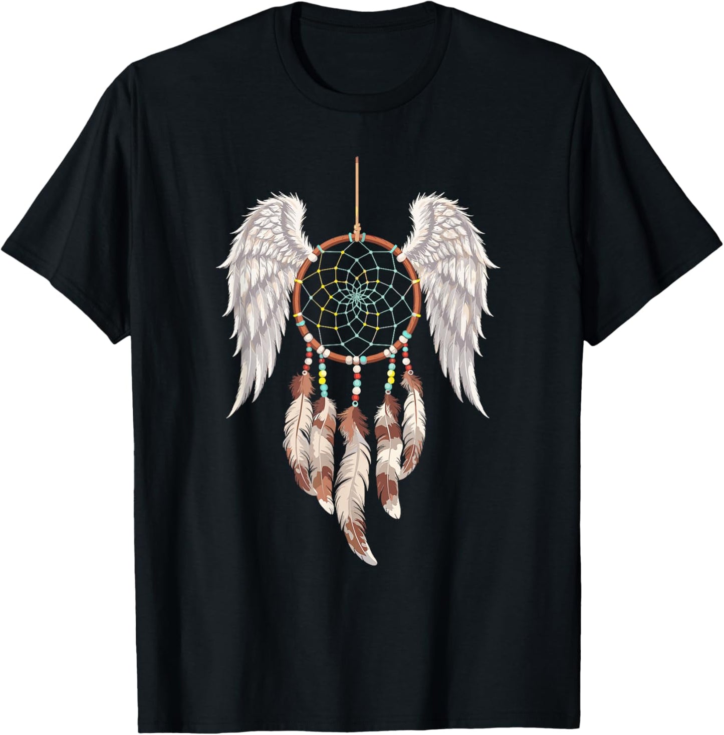 Dream Catcher Bohemian Charm and Spiritual Protection Symbol T-Shirt - T-Shirt | Black