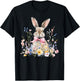 Funny Bunny Wildflower Rabbit Eggs Happy Easter Retro Trendy T-Shirt - T-Shirt | Black