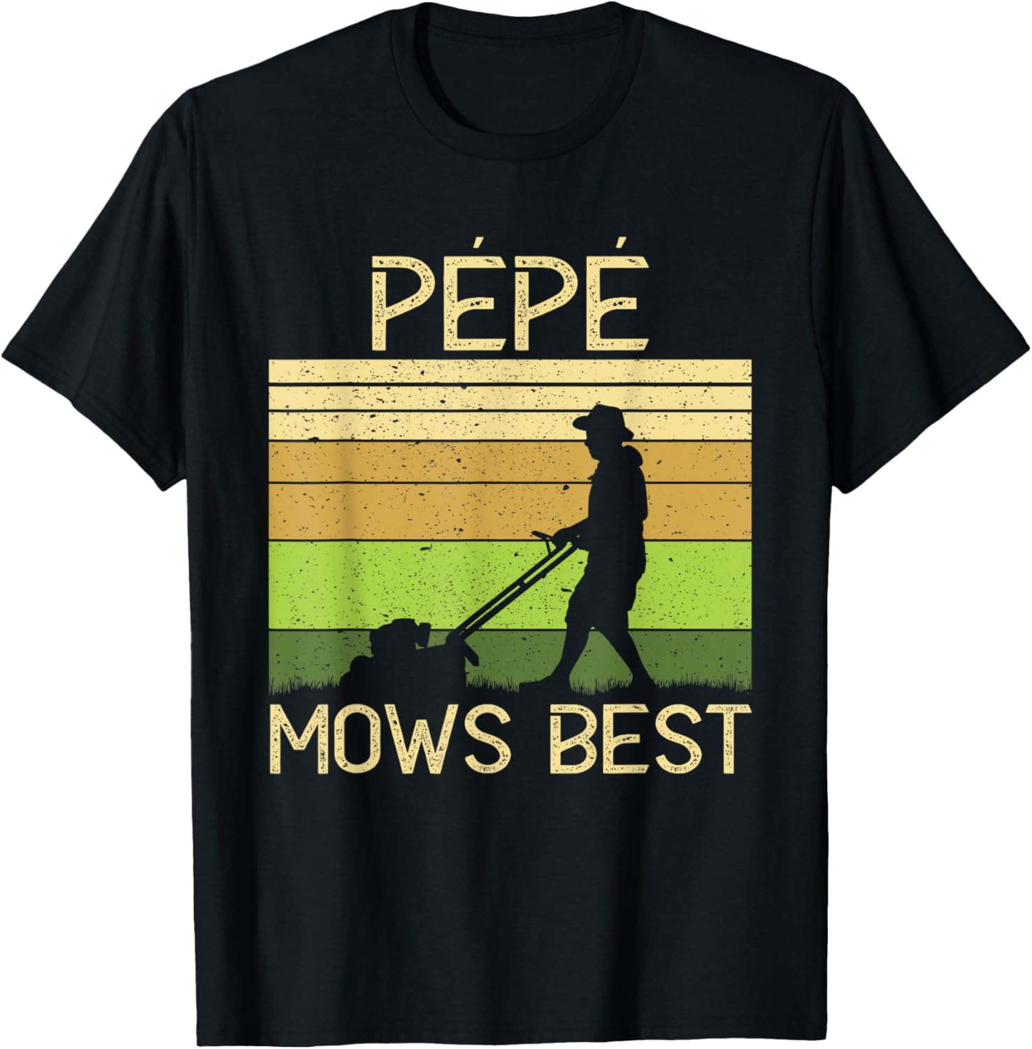 Pepe Mows Best Funny Lawn Mowing Grandpa Gardening T-Shirt - T-Shirt | Black