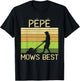 Pepe Mows Best Funny Lawn Mowing Grandpa Gardening T-Shirt - T-Shirt | Black