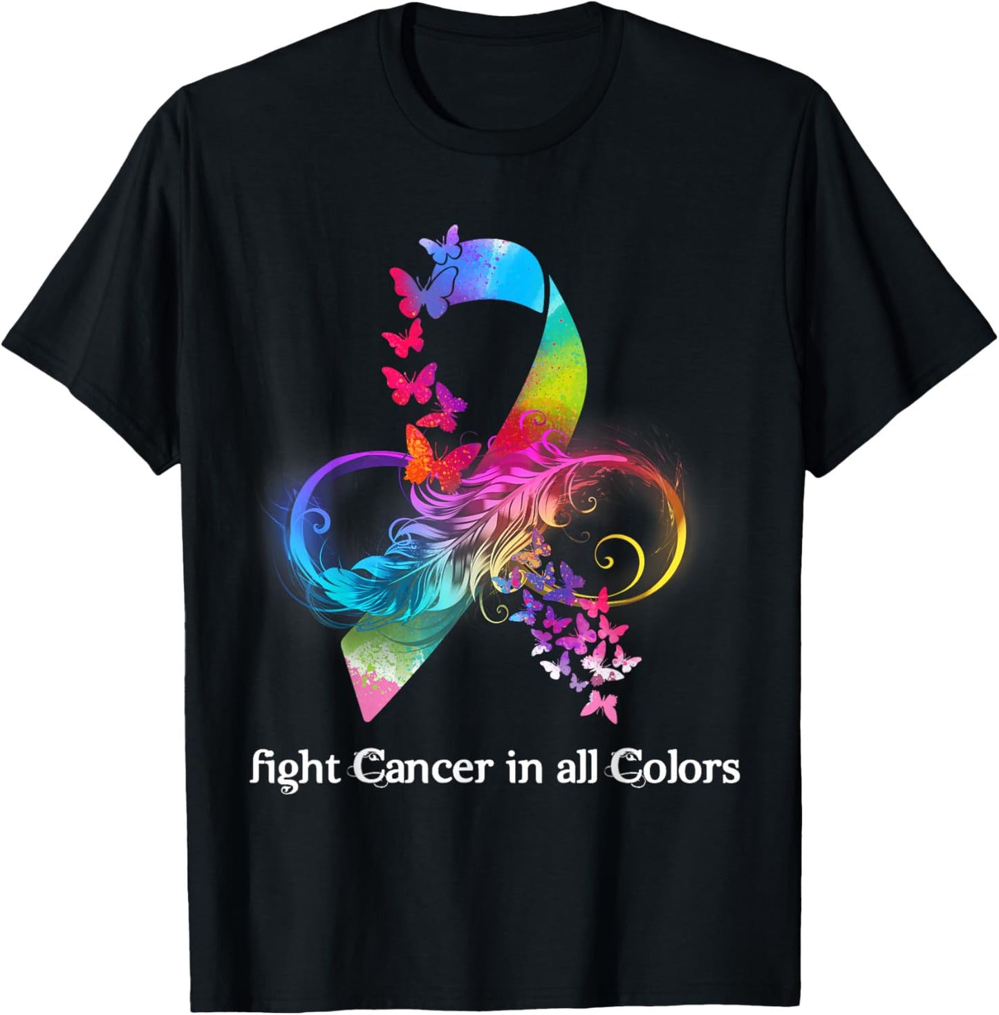 Fight Cancer In All Color Breast Cancer Awareness T-Shirt - T-Shirt | Black