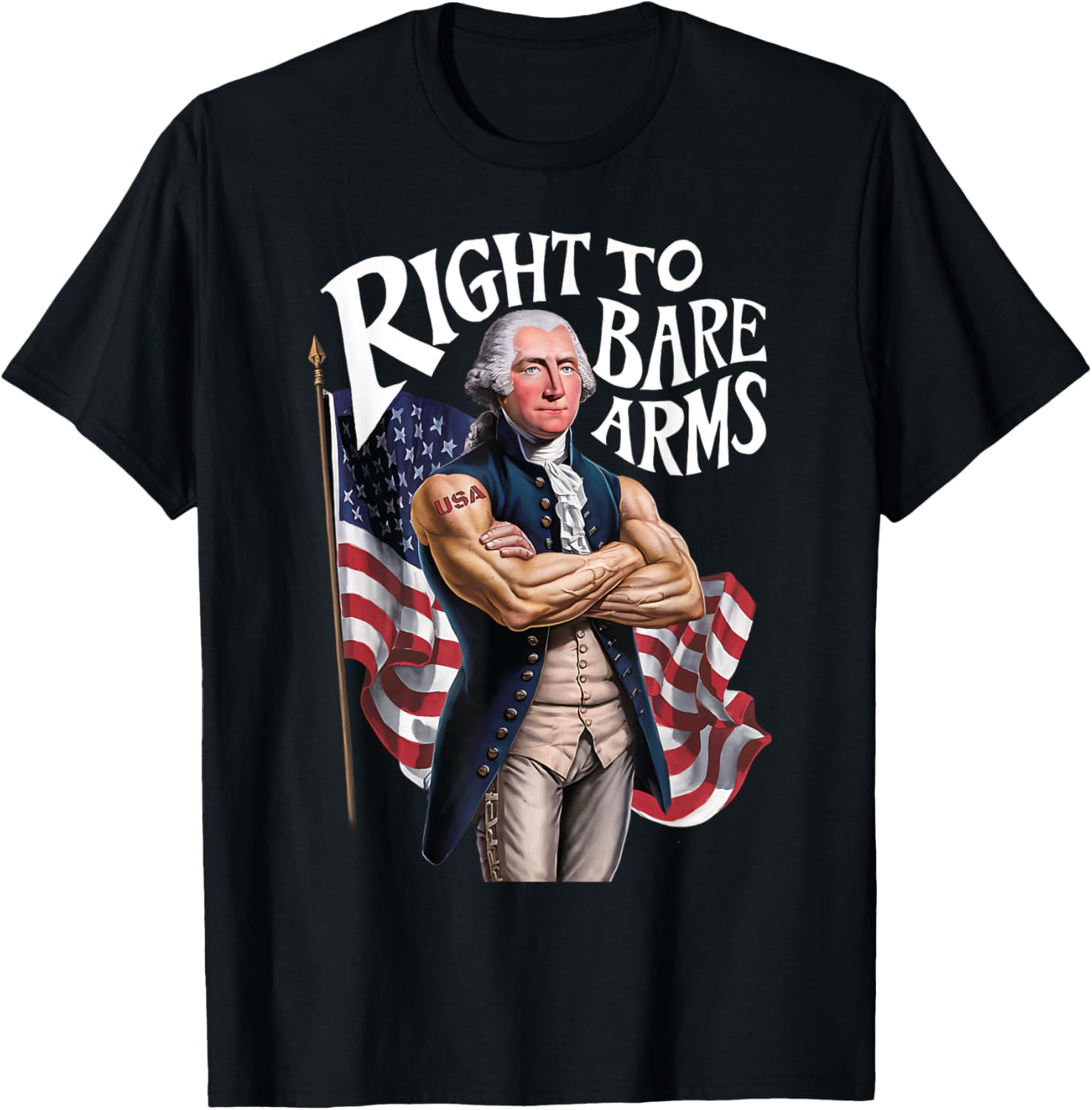 Funny USA George Washington Patriotic Right to Bear Arms Women Men T-Shirt - T-Shirt | Black