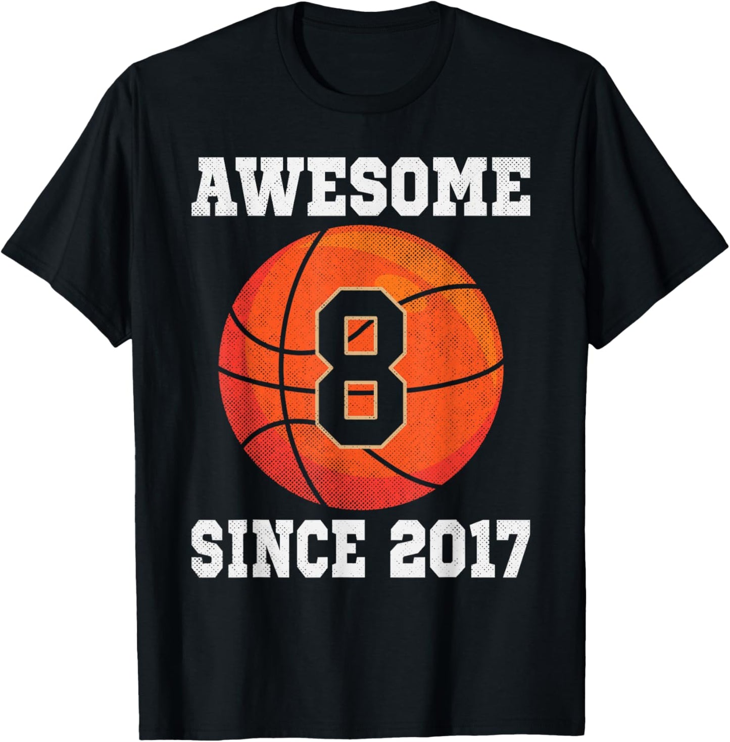 8th Birthday Basketball Lover 8 Years Old Vintage Sports T-Shirt - T-Shirt | Black