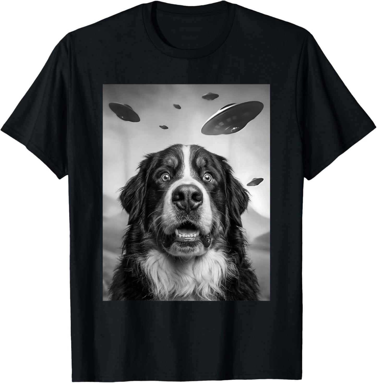 Bernese Mountain UFO Dog T-Shirt - T-Shirt | Black