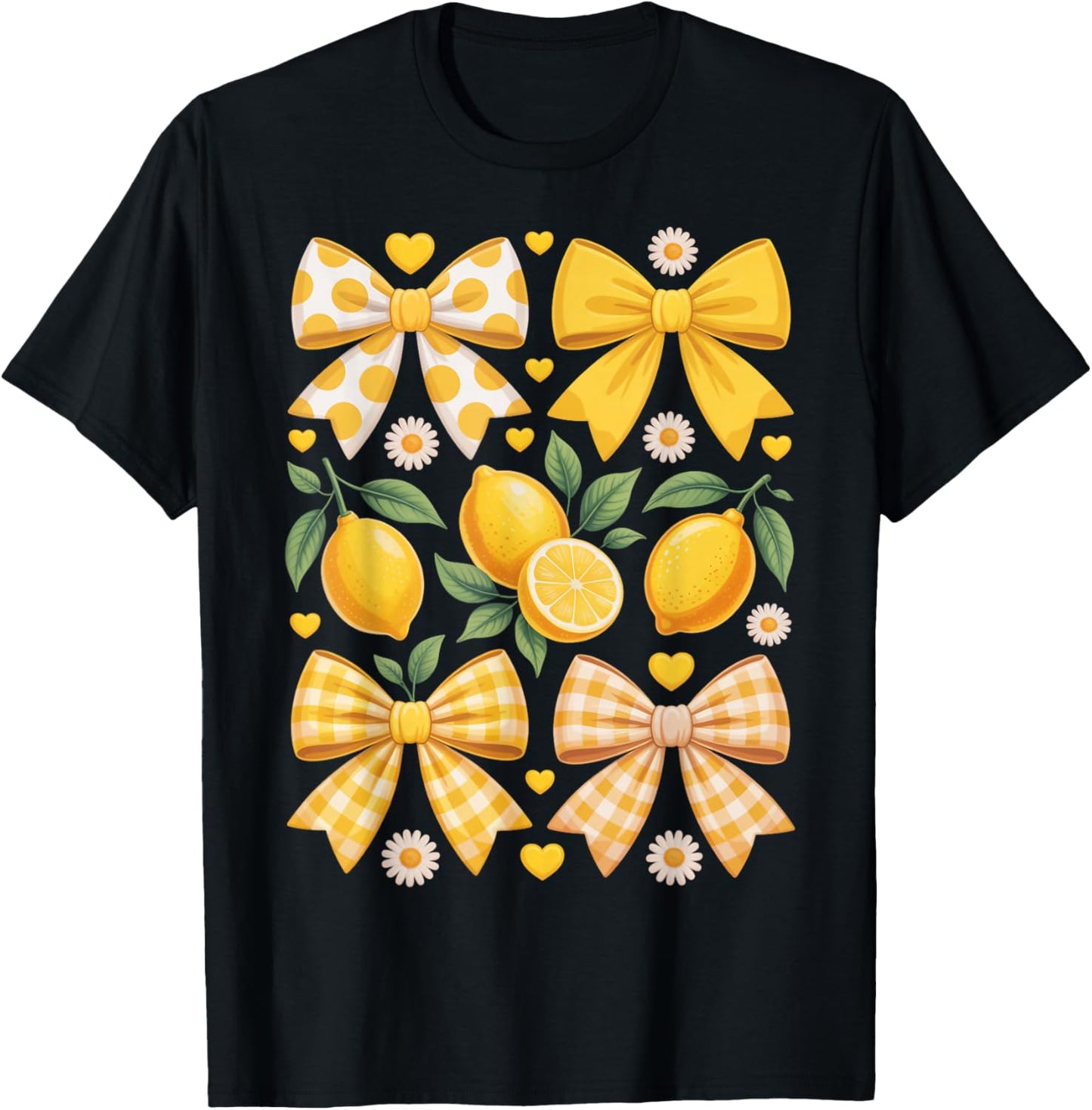 Lemonade Fruit Lovers Tropical Bow Coquette Ribbon Lemon T-Shirt - T-Shirt | Black
