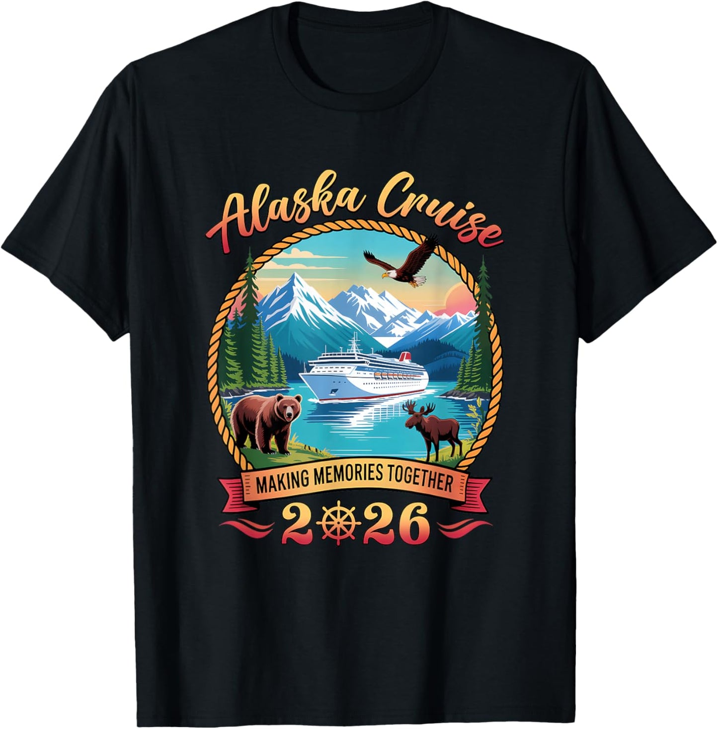 Alaska Cruise 2026 Matching Family Friends and Group Alaskan T-Shirt - T-Shirt | Black