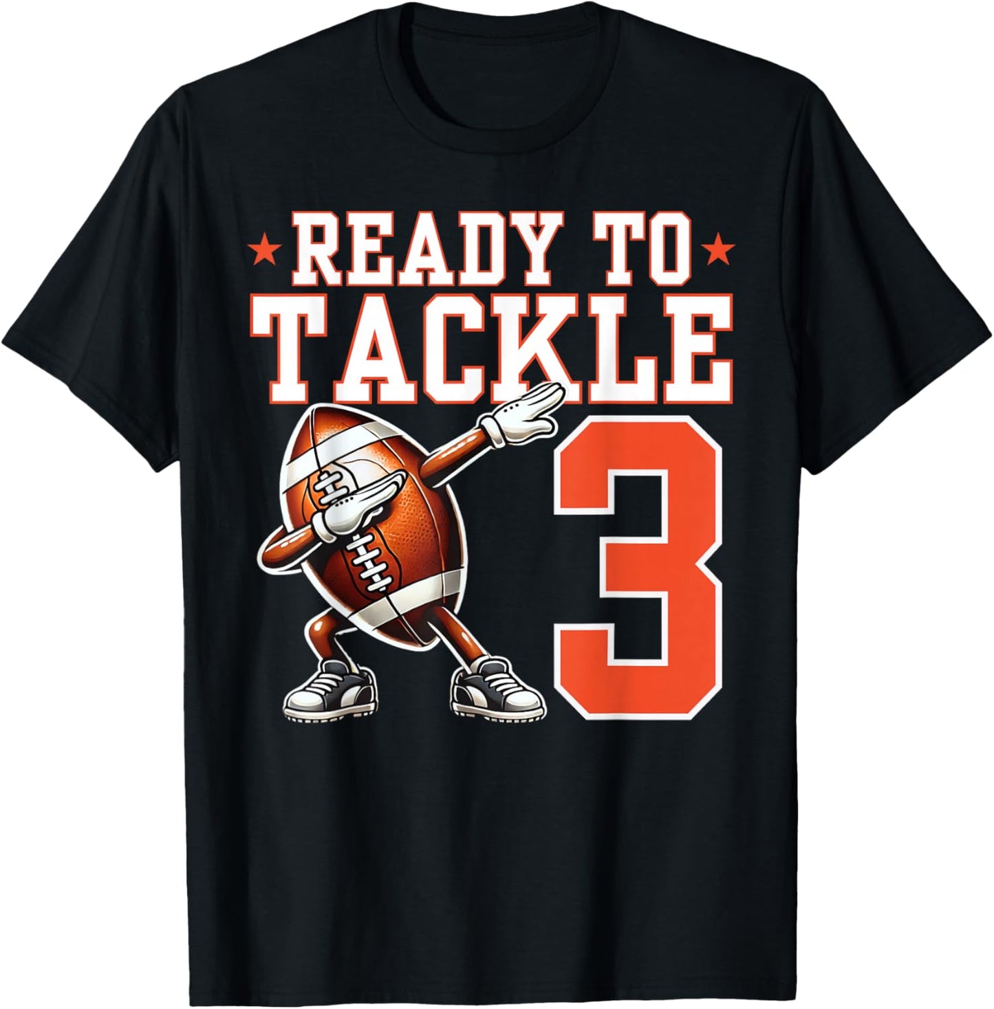 Ready to Tackle 3 Years Old 3rd Birthday Football Party T-Shirt - T-Shirt | Black