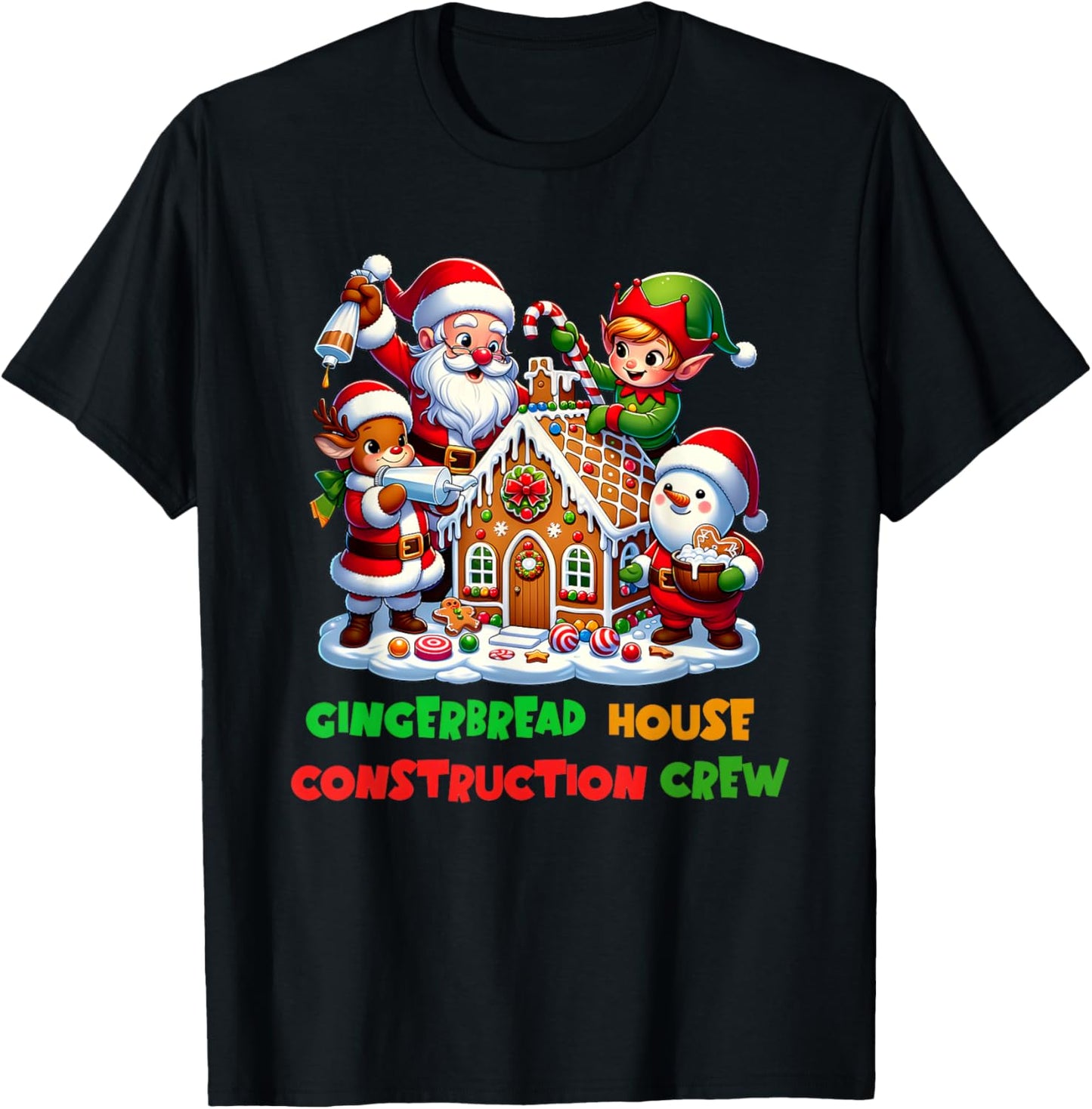 Gingerbread House Construction Crew T-Shirt - T-Shirt | Black