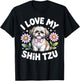 Funny Shih Tzu Art Women Kids Puppy Shih Tzu Lover T-Shirt - T-Shirt | Black