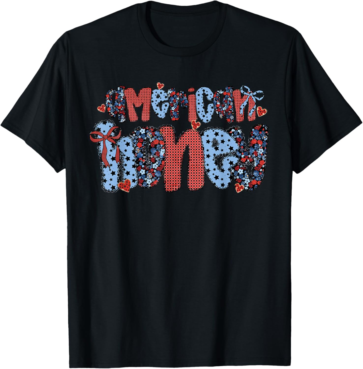 American Honey 4th of July Cute Patriotic Graphic T-Shirt - T-Shirt | Black