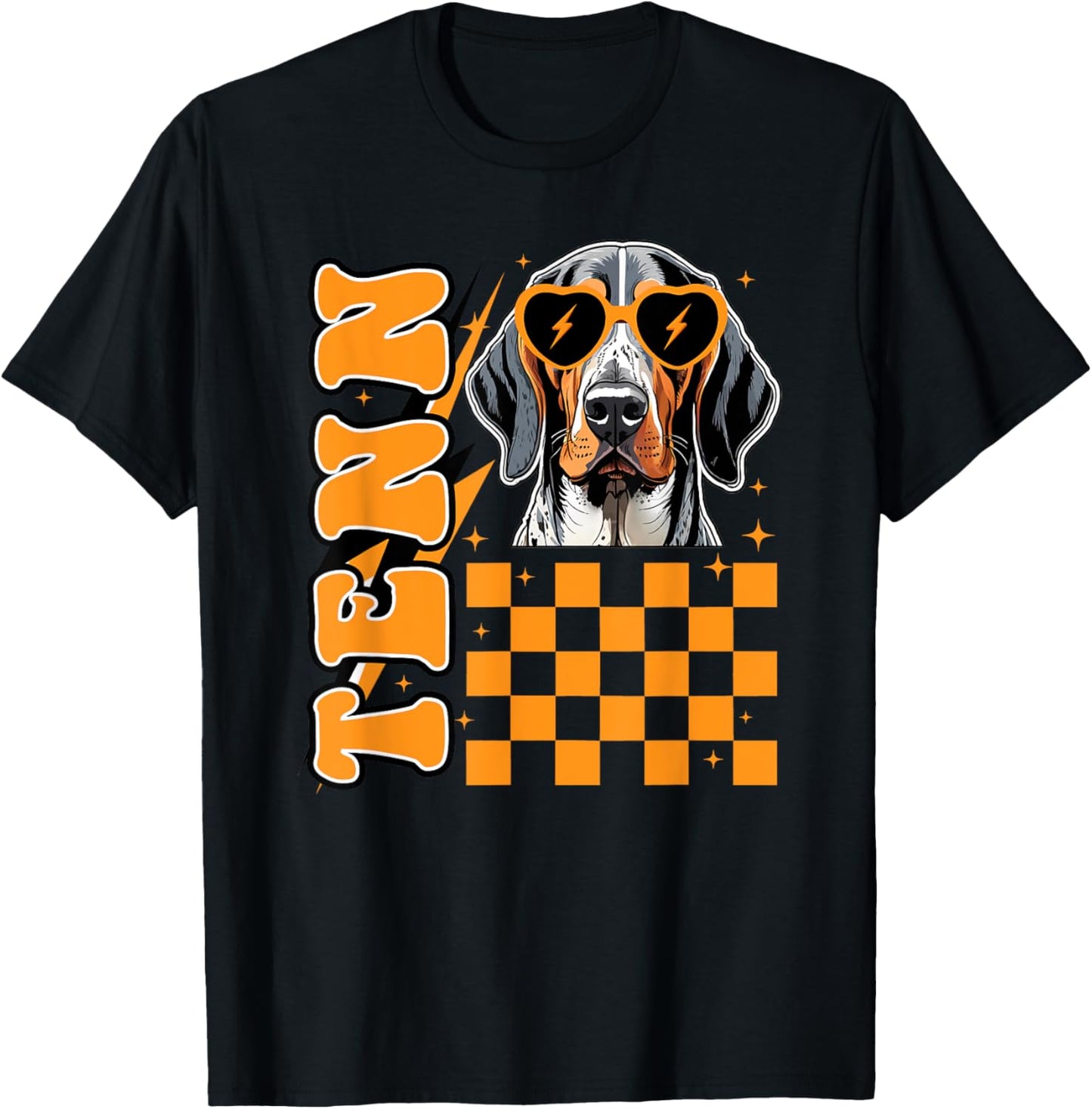 Tennessee Orange White Hound Dog Vintage, TN Orange Blooded Men Women Kids T-Shirt - T-Shirt | Black