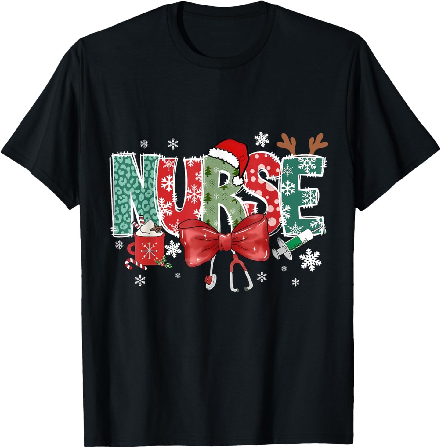 Christmas Christmas Nurse Family Humorous - , Black, Small, Short Sleeve T-Shirt - T-Shirt | Black