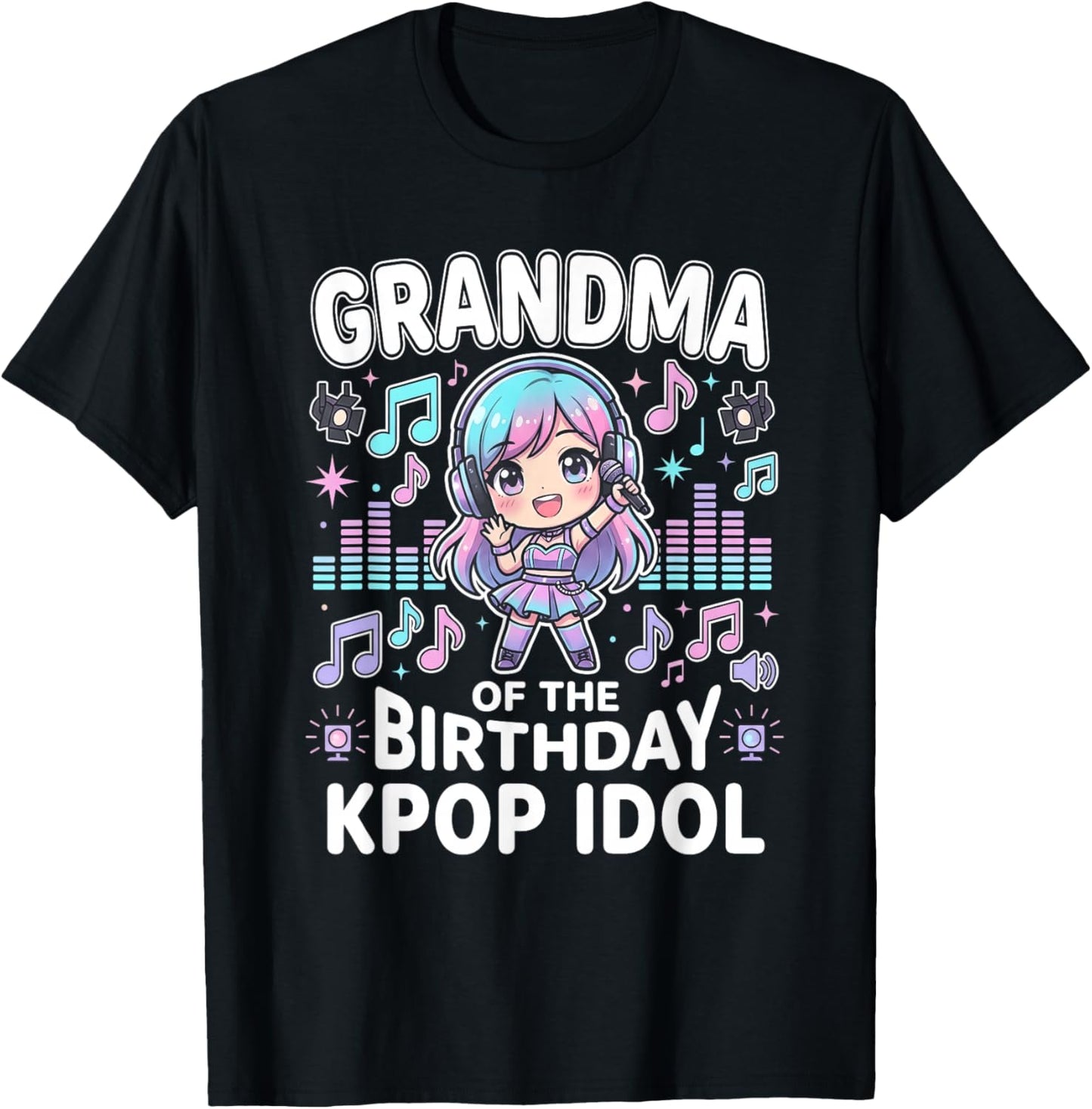 Grandma of the Birthday Kpop Idol Chibi Girls K pop Theme T-Shirt - T-Shirt | Black
