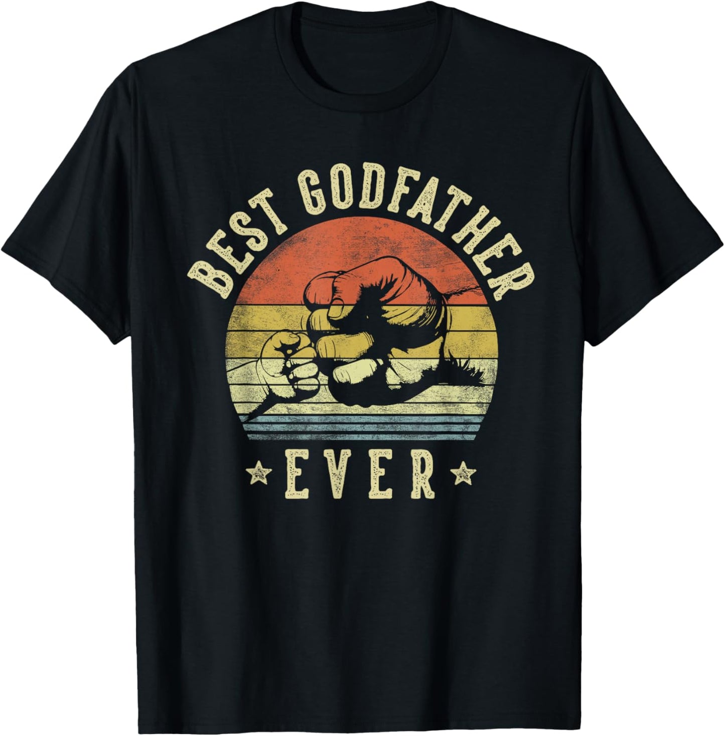 Best Godfather Ever Retro Fist Bump Vintage Design Godfather T-Shirt - T-Shirt | Black