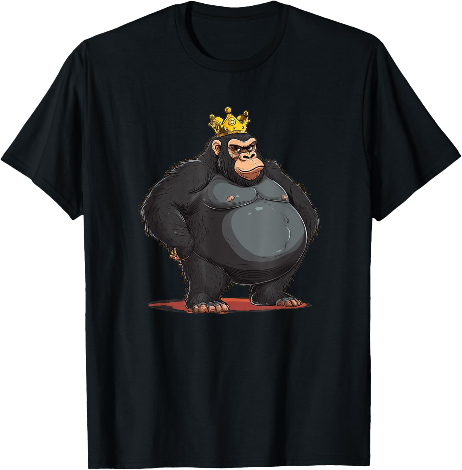 Fat Gorilla Monarch with Crown for a Royal Look T-Shirt - T-Shirt | Black