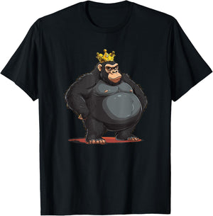 Fat Gorilla Monarch with Crown for a Royal Look T-Shirt - T-Shirt | Black