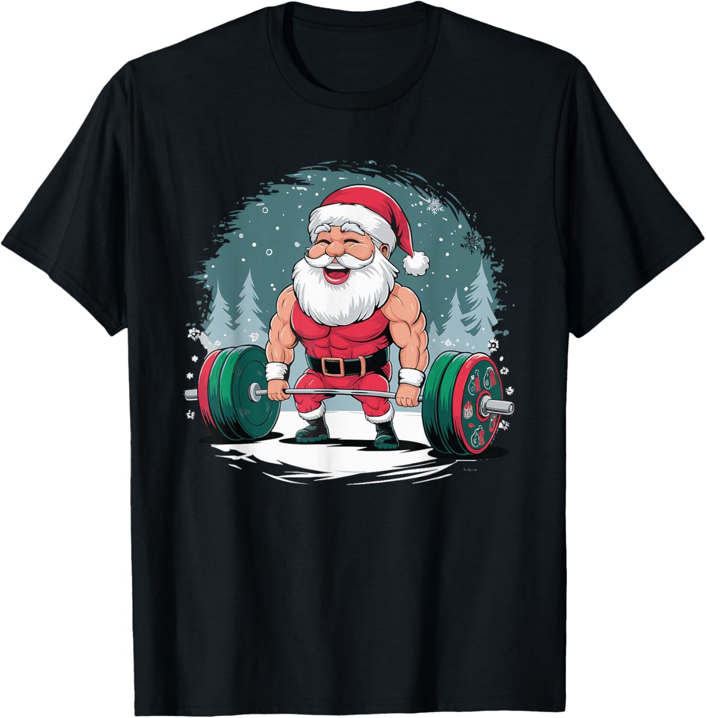 Santa Weightlifting Fitness Bodybuilder Workout T-Shirt - T-Shirt | Black