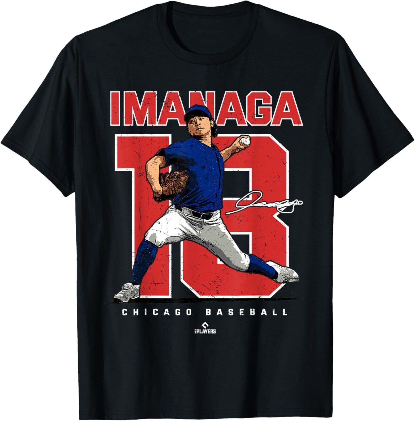 Number and Portrait Shota Imanaga Chicago MLBPA T-Shirt - T-Shirt | Black