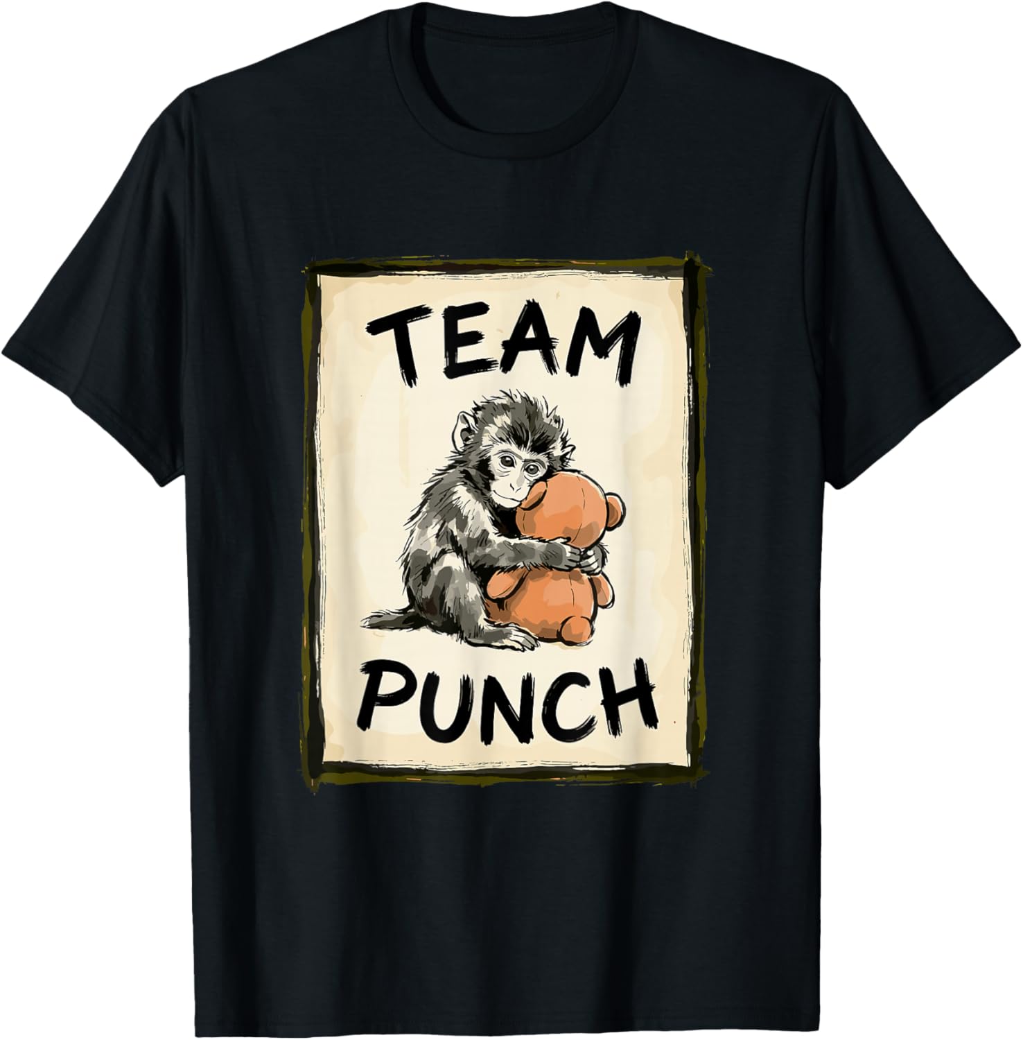 Cute Baby Monkey Team Punch T-Shirt - T-Shirt | Black
