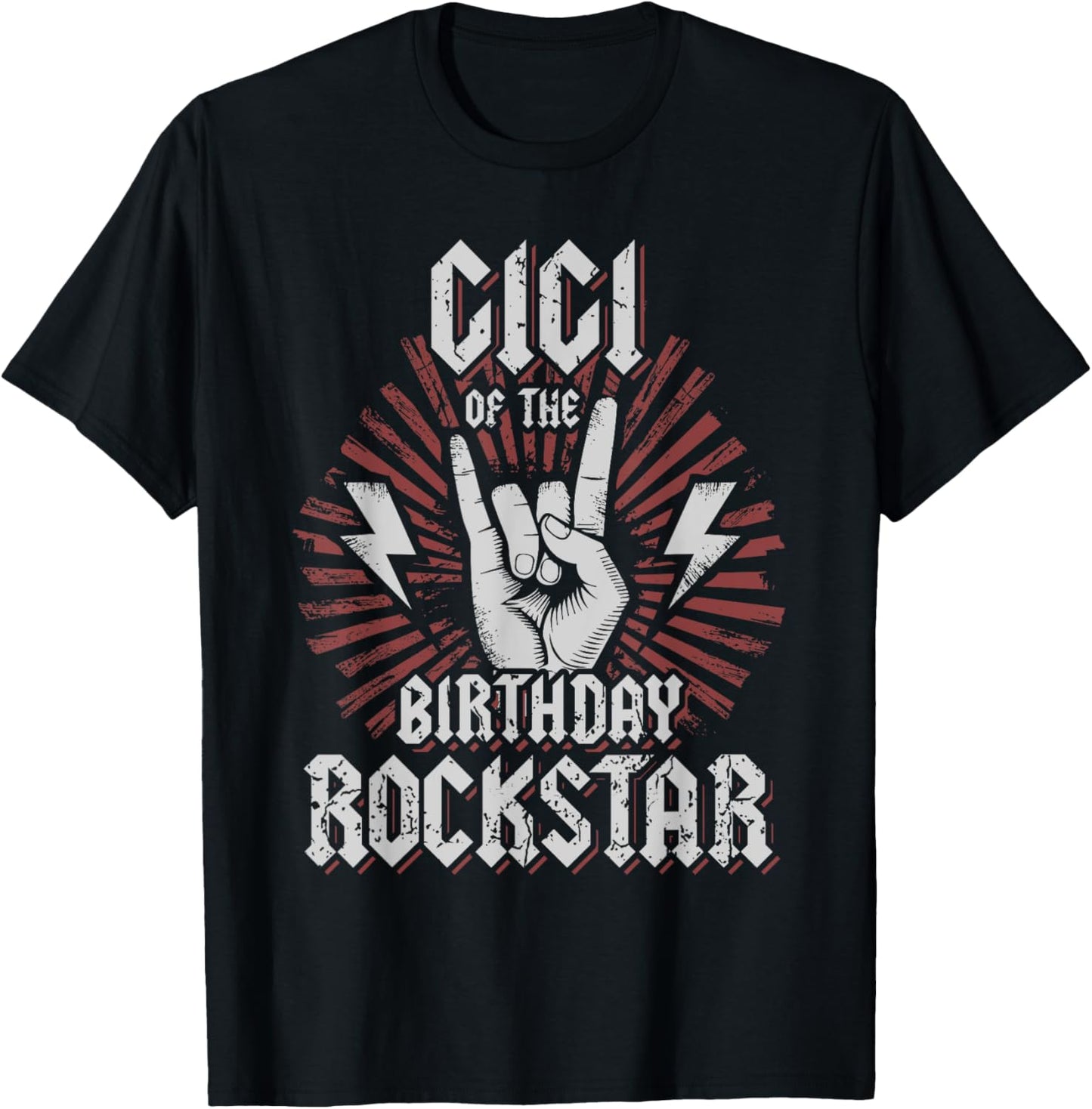 Gigi of the Birthday Rockstar Matching Rocker Rock Star T-Shirt - T-Shirt | Black