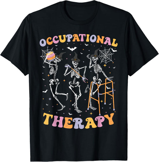 Skeleton Occupational Therapy Halloween OT Therapist T-Shirt - T-Shirt | Black