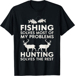 Fishing And Hunting Gifts Fathers Day Humor Hunter Cool T-Shirt - T-Shirt | Black