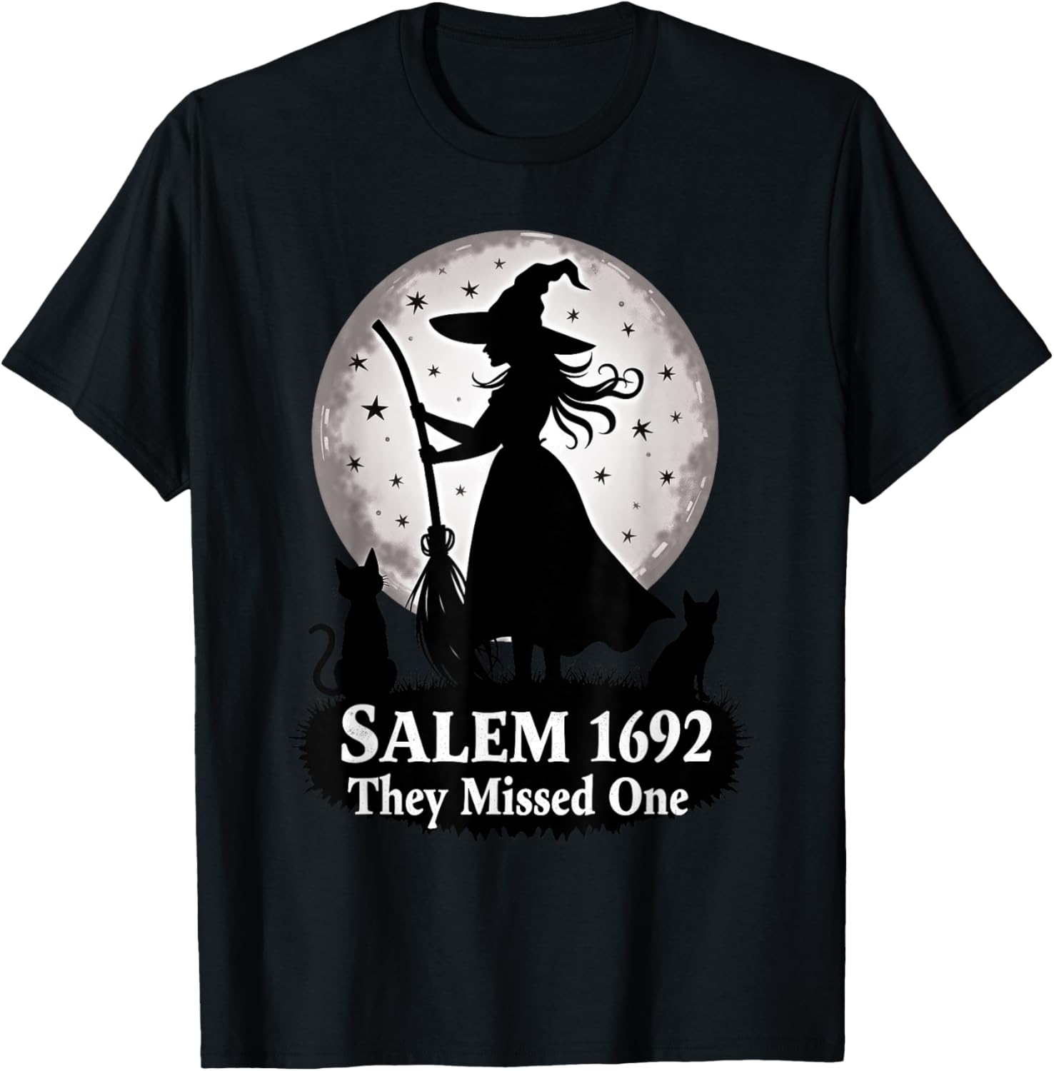 Full Moon Halloween Witch Salem They Missed One cat mom T-Shirt - T-Shirt | Black