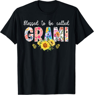 Blessed To Be Called Grami Grandma Grami Grandmother T-Shirt - T-Shirt | Black