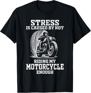 Stress is caused by not riding my motorcycle men distressed T-Shirt - T-Shirt | Black