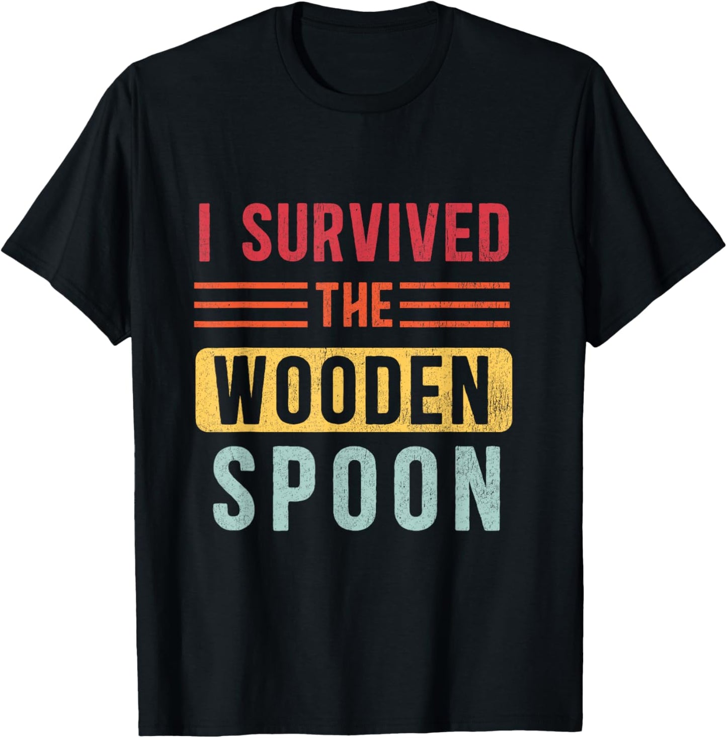 Wooden Spoon Survivor Funny Childhood Humor T-Shirt - T-Shirt | Black