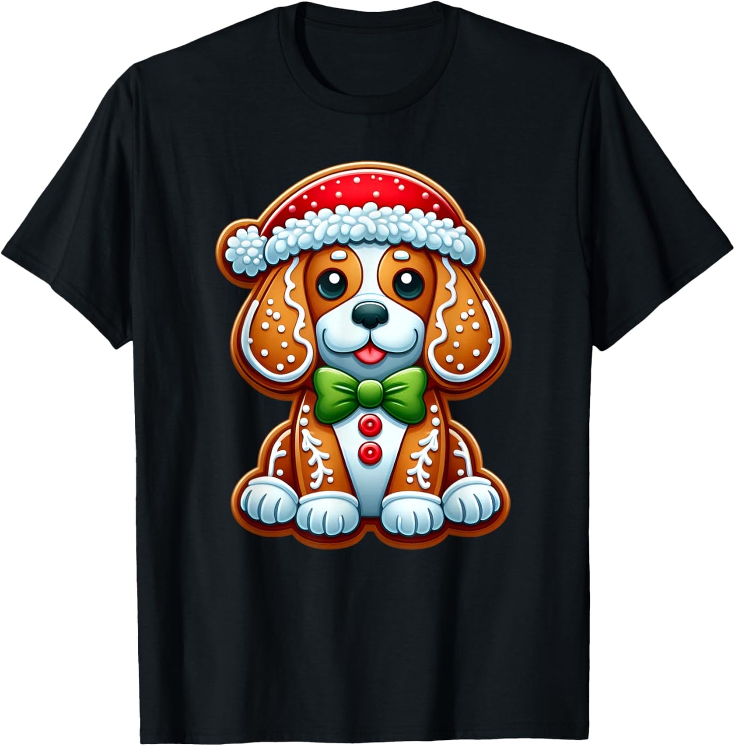Funny Gingerbread Man Beagle Christmas Dog Kids T-Shirt - T-Shirt | Black