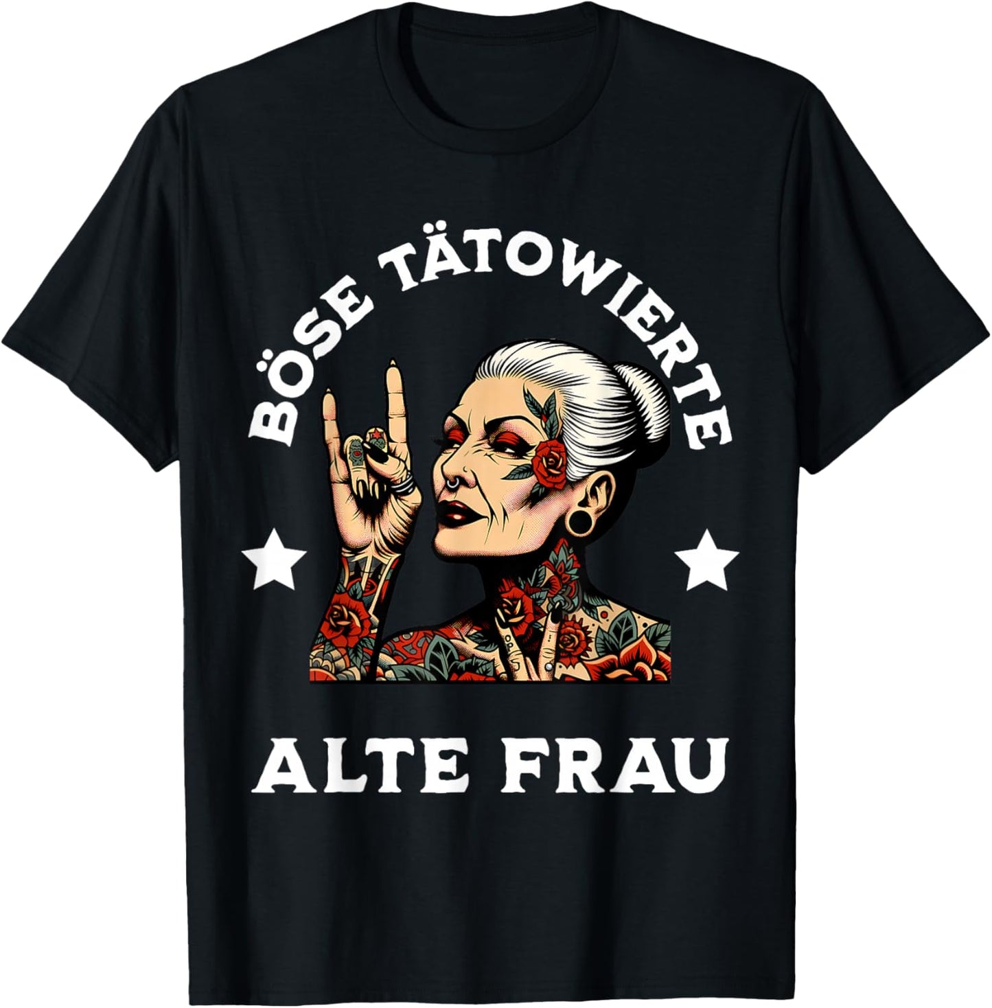 Böse Alte Tätowierte Frau T-Shirt - T-Shirt | Black
