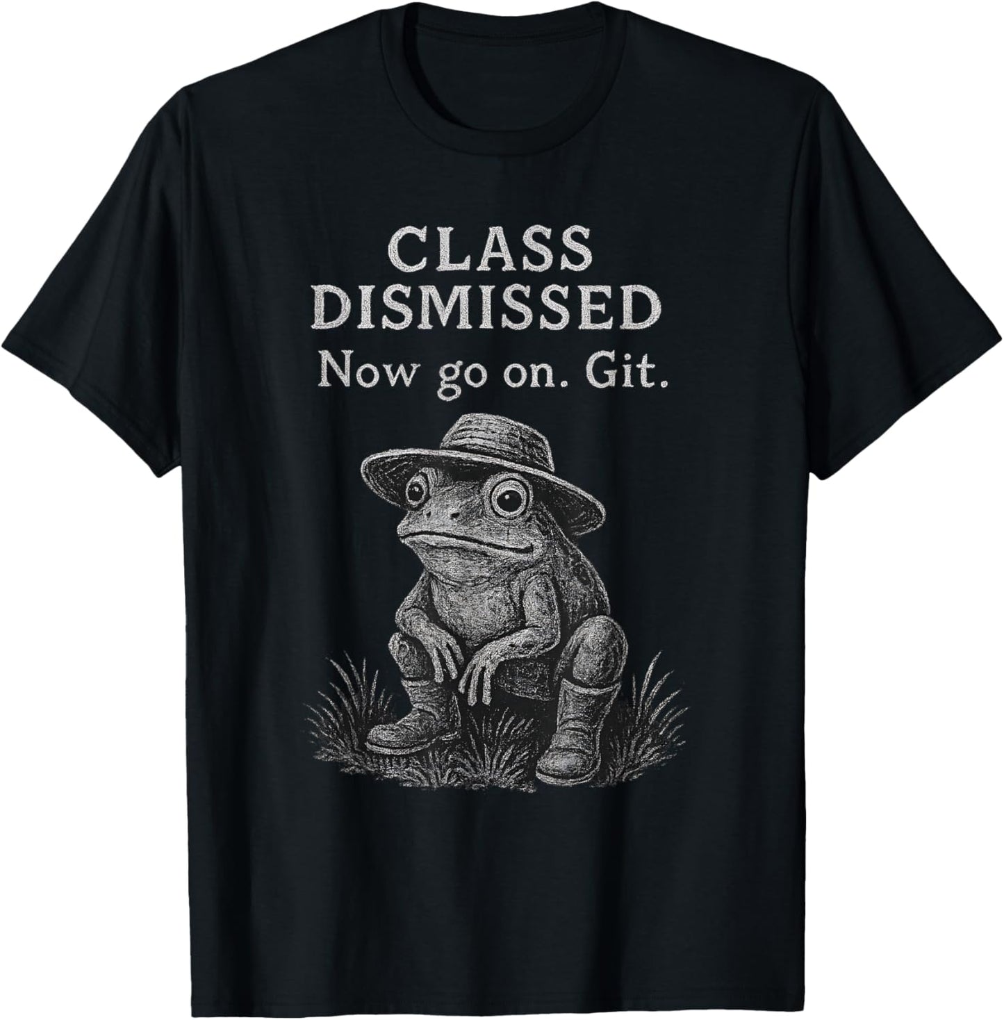 Teacher End Of Year Funny Class Dismissed Now Go On Git Frog T-Shirt - T-Shirt | Black