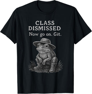 Teacher End Of Year Funny Class Dismissed Now Go On Git Frog T-Shirt - T-Shirt | Black