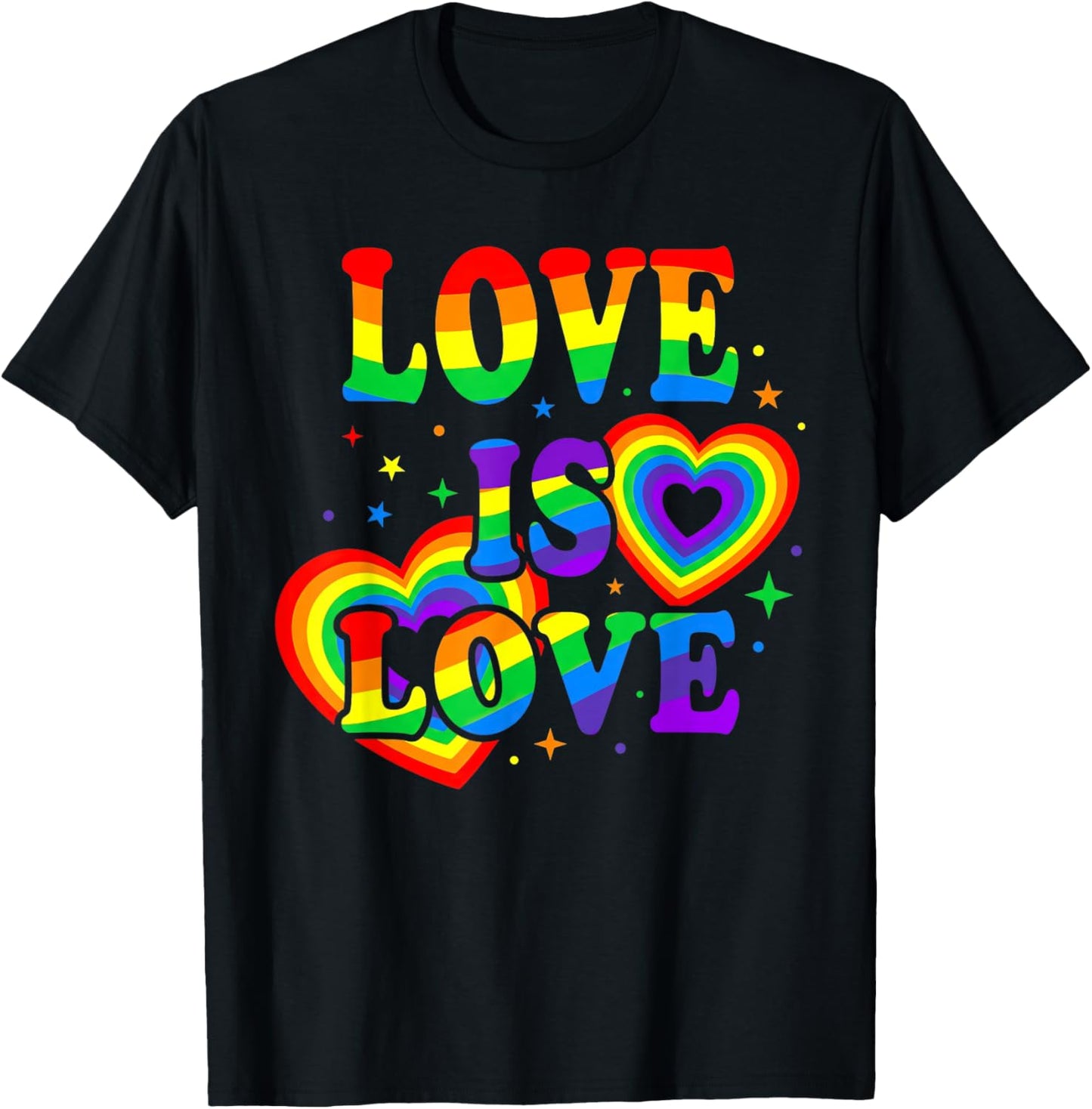 LGBTQ Love is Love Gay Pride LGBT Rainbow Flag T-Shirt - T-Shirt | Black