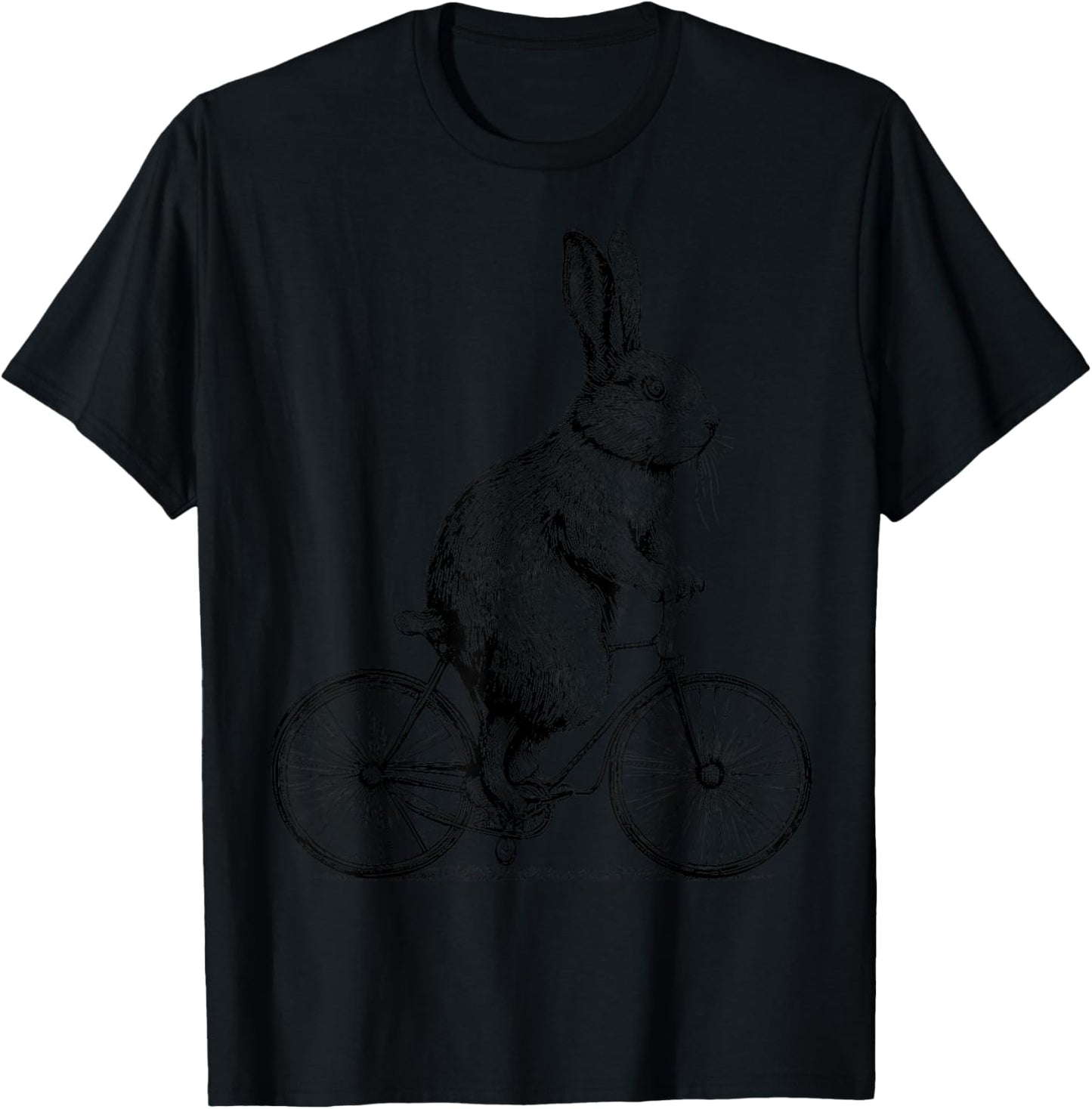 Rabbit On A Bike Bunny Bicycle Cycing Biking Men Women Kids T-Shirt - T-Shirt | Black