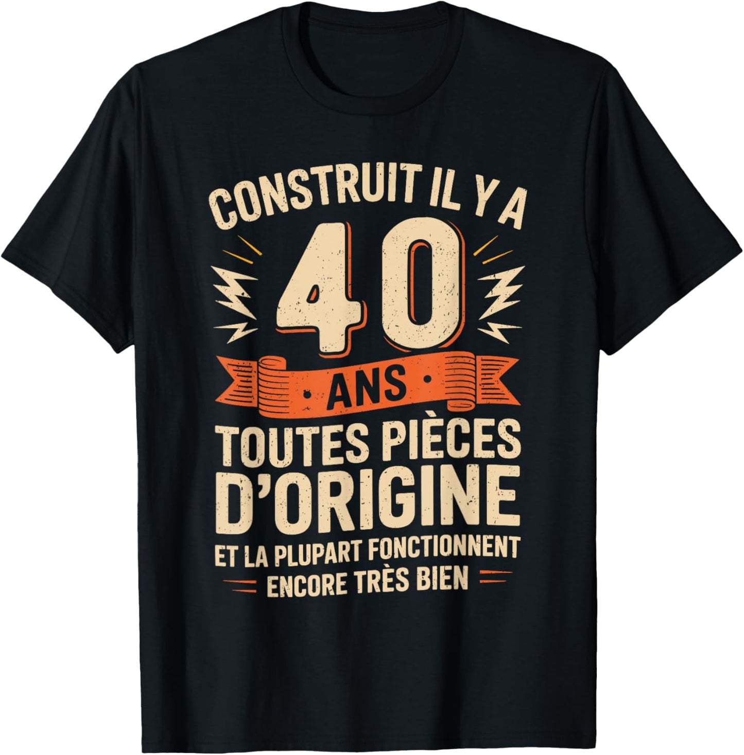 40th Birthday Gift Humor Original 40 Years Man T-Shirt - T-Shirt | Black