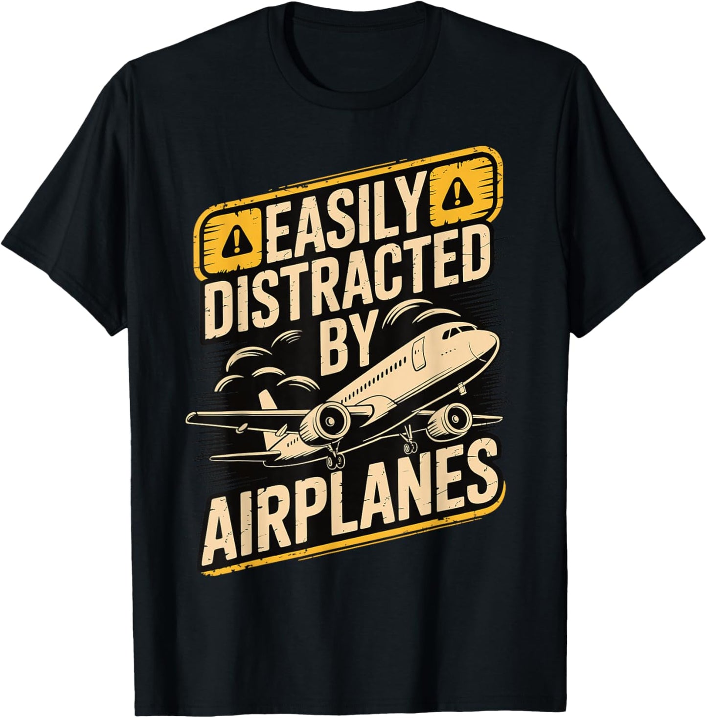 Easily Distracted by Airplanes T-Shirt - T-Shirt | Black
