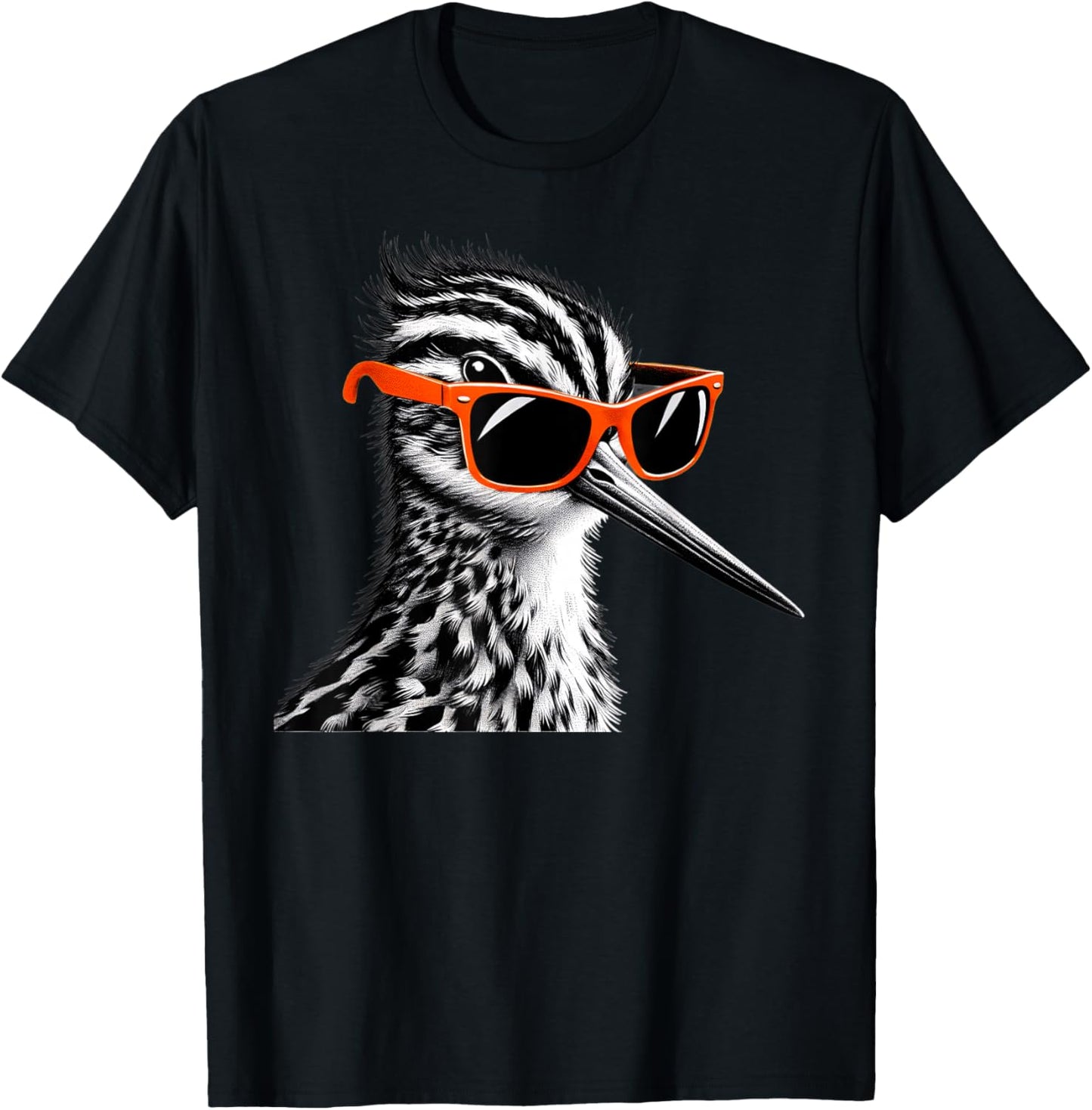 Cool Snipe Bird Wearing Sunglasses Graphic Art T-Shirt - T-Shirt | Black