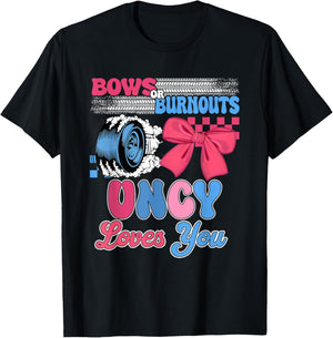 Burnouts or Bows Uncy Loves You Gender Reveal Party T-Shirt - T-Shirt | Black