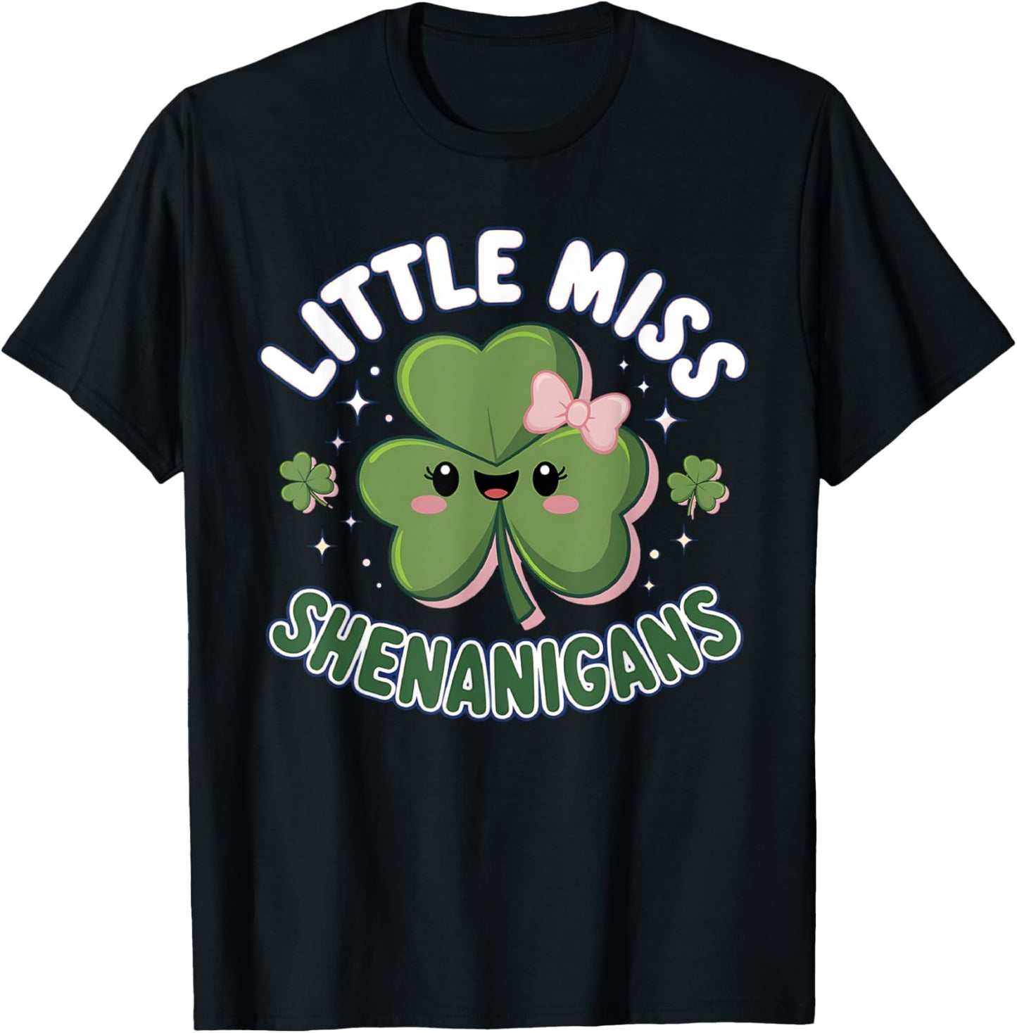 Little Miss Shenanigans For Kids Girls Women St Patricks Day T-Shirt - T-Shirt | Black
