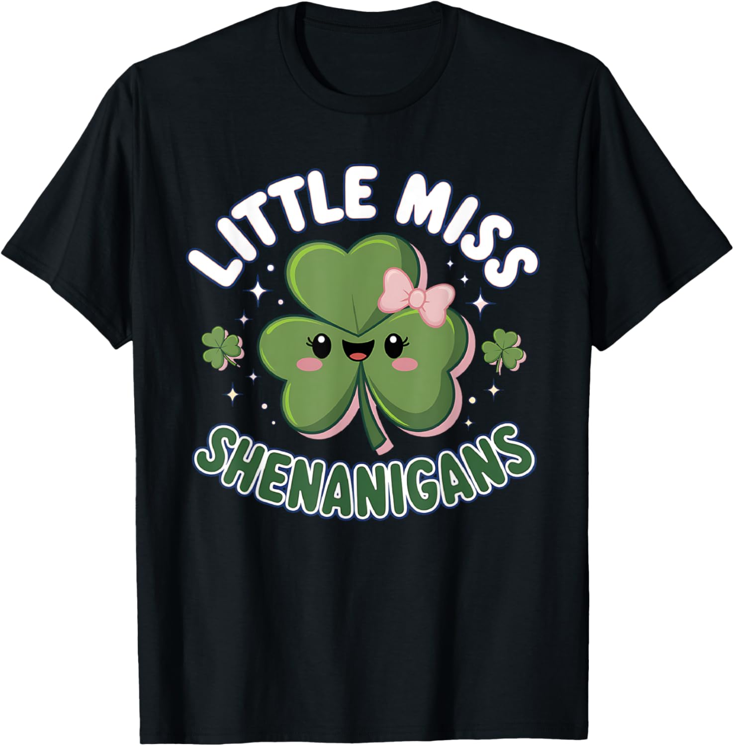 Little Miss Shenanigans For Kids Girls Women St Patricks Day T-Shirt - T-Shirt | Black