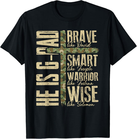 He is G-Dad Camo Religious Father's Day Christian Dad Bible T-Shirt - T-Shirt | Black