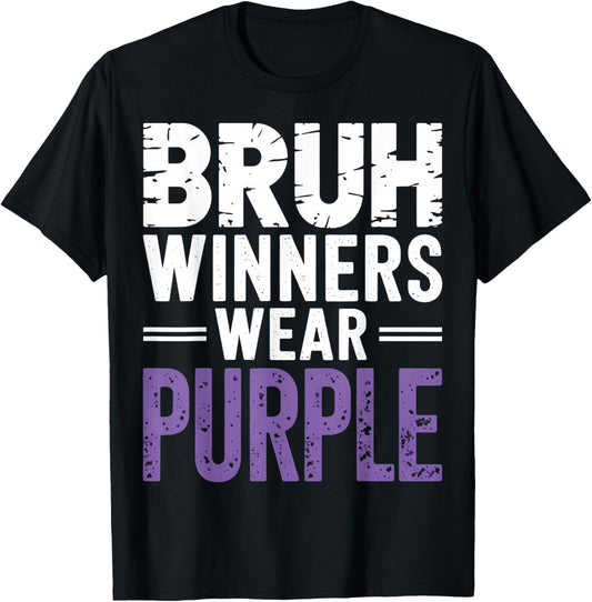 Bruh Winners Wear Purple Vintage Retro T-Shirt - T-Shirt | Black