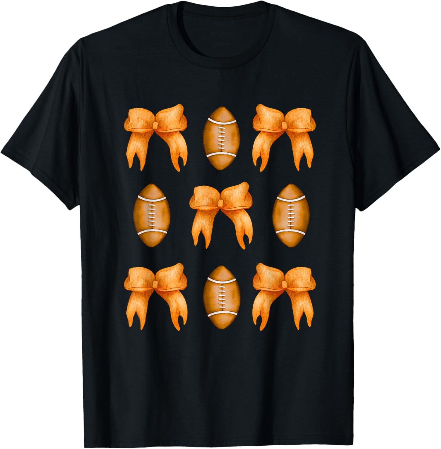 Coquette Bow American Football,Coquette Halloween Football T-Shirt - T-Shirt | Black