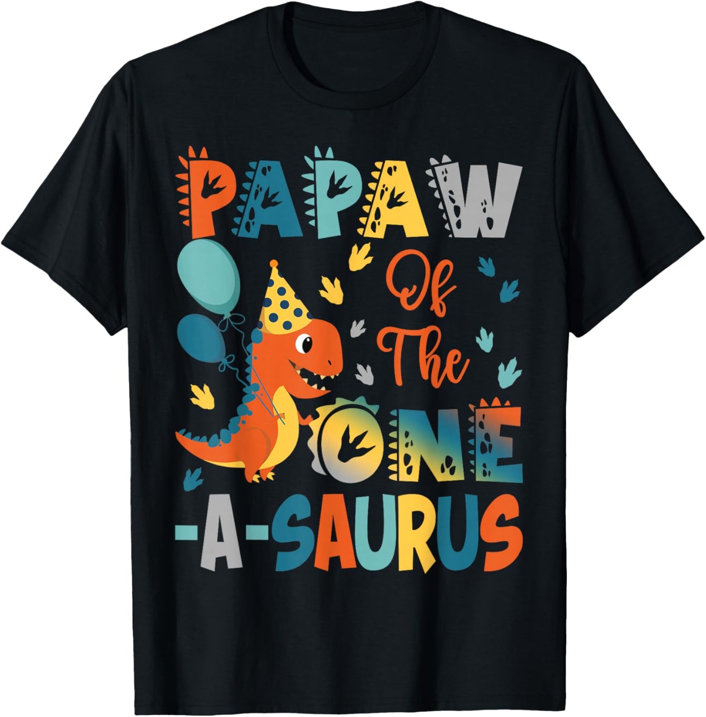 Papaw Of The One-A-Saurus 2Nd Birthday Dinosaur Party T-Shirt - T-Shirt | Black