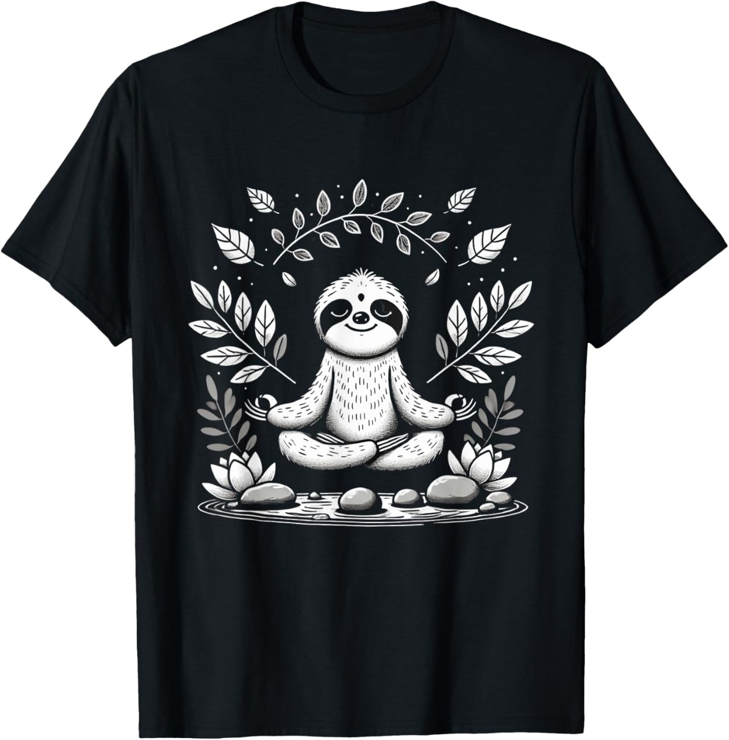 Cute Funny Sloth Meditating Meditation Peace Zen Sloth T-Shirt - T-Shirt | Black