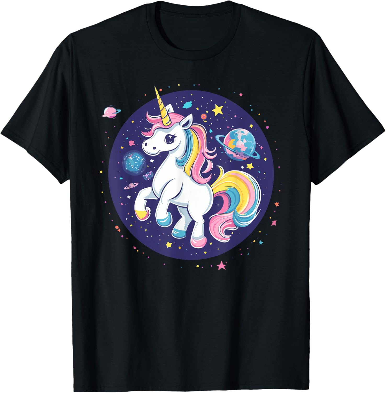Unicorn In Space Cosmic Rainbow Adventure T-Shirt - T-Shirt | Black