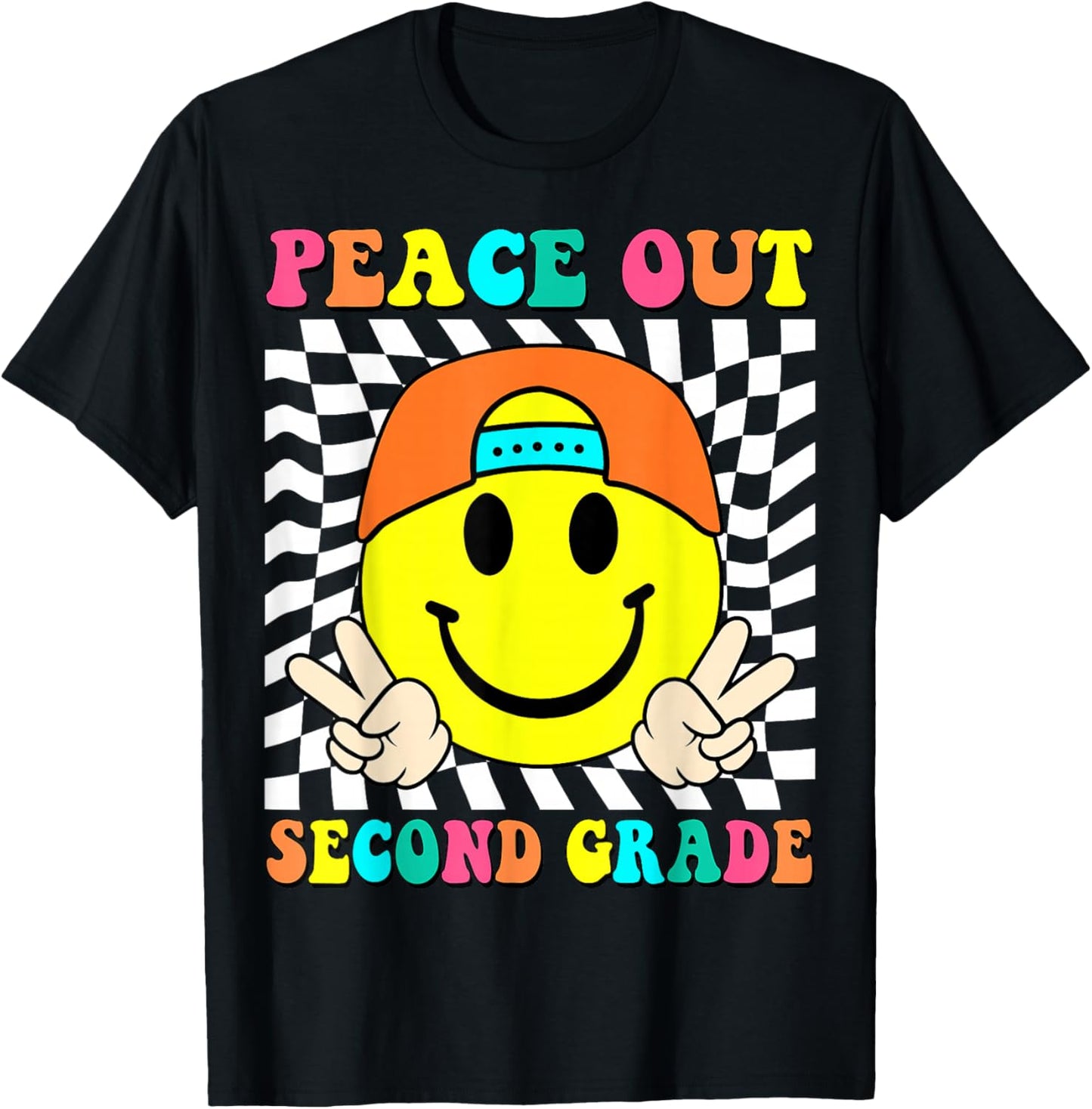 Last Day of School Peace Out 2nd Grade Kids Boy Graduation T-Shirt - T-Shirt | Black